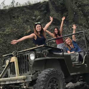 tourists enjoying the jeep tour