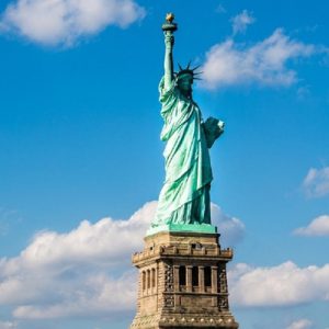 a view of the Statue of Liberty