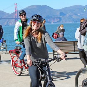 people riding electric bikes around San Francisco