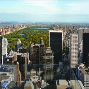 panoramic of the new york city atop a building