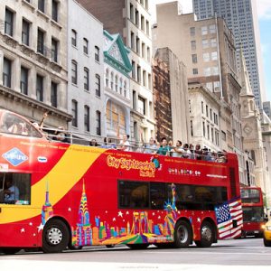 red city sightseeing bus in New York