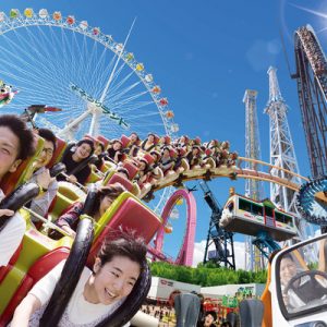 people enjoying various yomiuriland rides