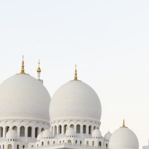 domes and towers Sheikh Zayed Grand Mosque during abu dhabi city day tour from dubai