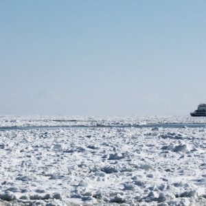 boat navigating in ice