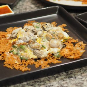 crispy oyster omelette on plate