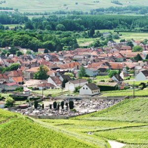 a view of a village in Champagne from afar
