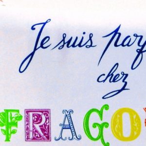 a banner of the Fragonard Perfume Workshop; Fragonard is spelled using different colors