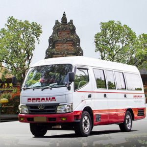 bus in city street for ubud and bali transfers
